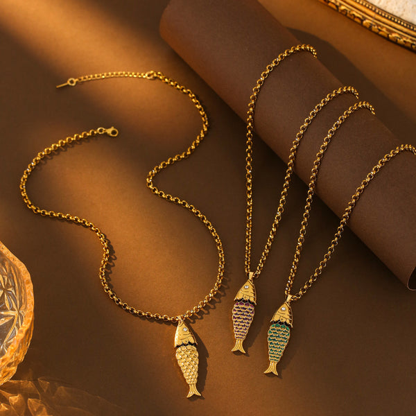 Color Fish Pendant Necklace - image 2