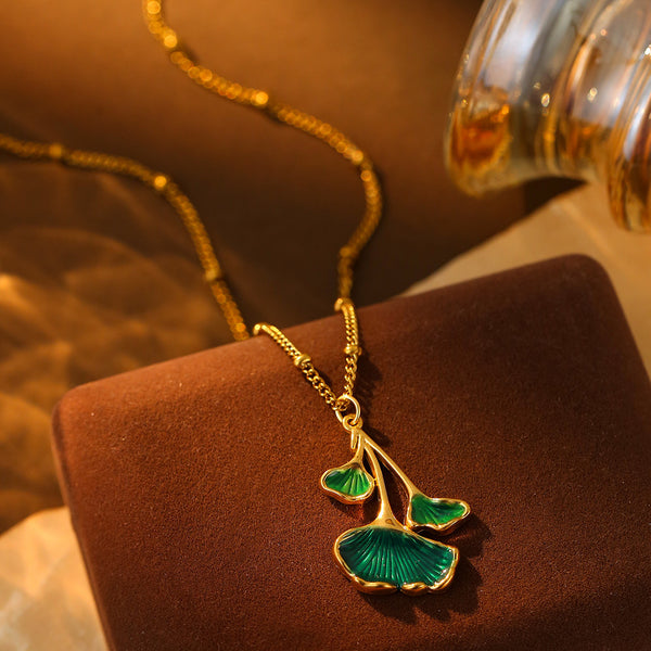 Sculpted Leaf Pendant Necklace - image 2