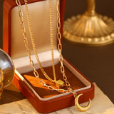 Double Layer Moon Pendant Necklace - image 2