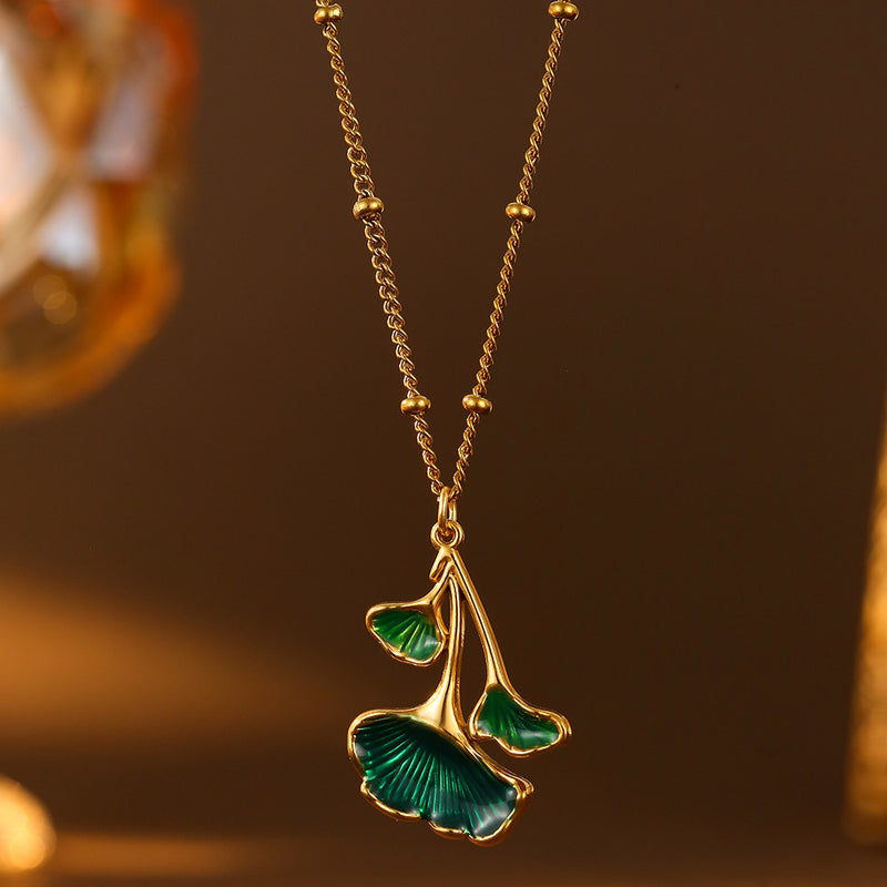 Sculpted Leaf Pendant Necklace - image 3