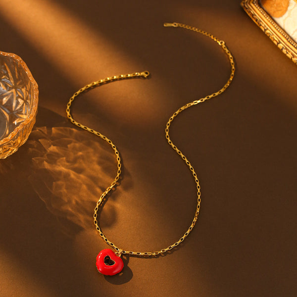 Heart and Flower Pendant Necklace - image 2