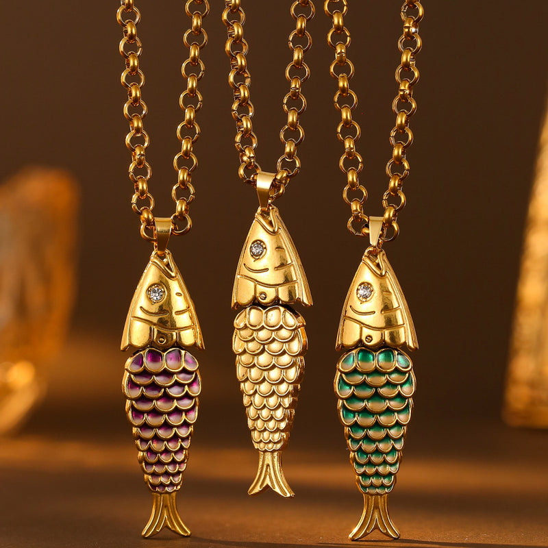 Color Fish Pendant Necklace - image 4
