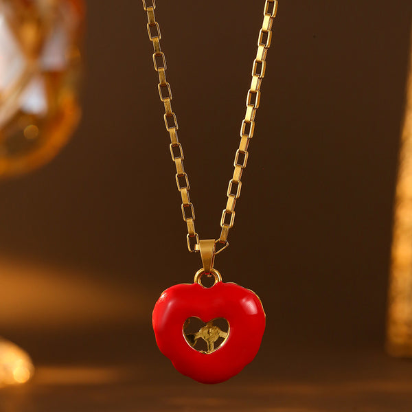 Heart and Flower Pendant Necklace - image 3