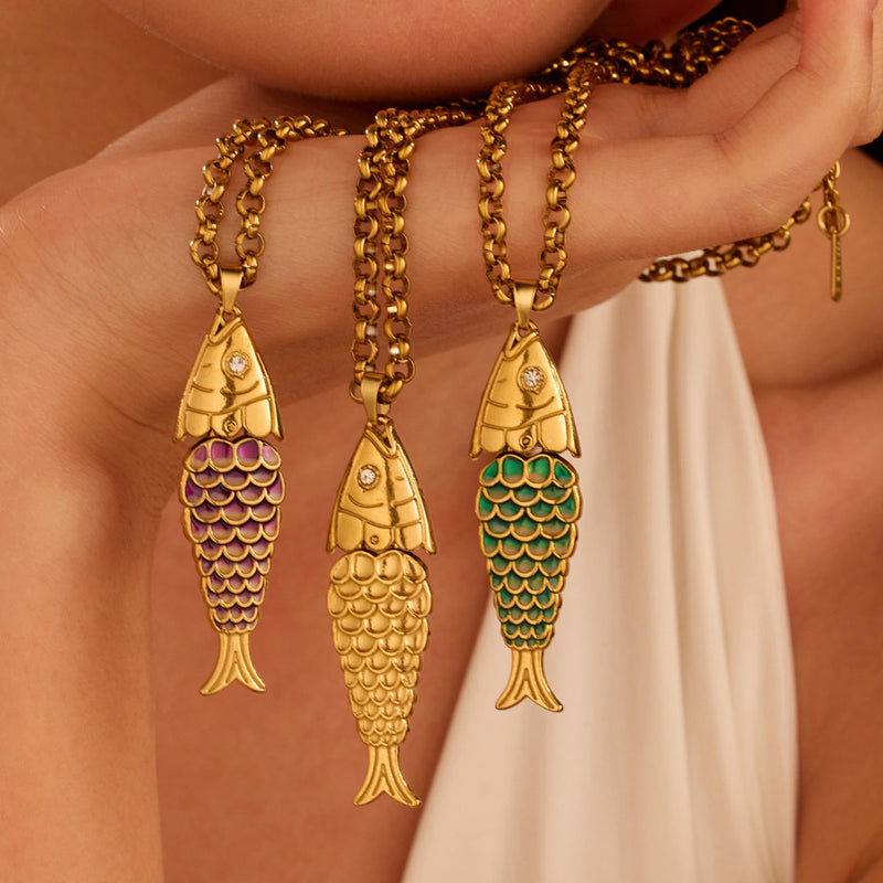 Color Fish Pendant Necklace - image 5