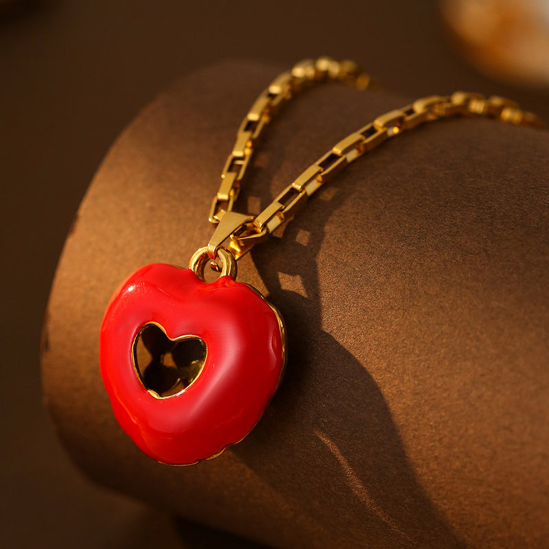 Heart and Flower Pendant Necklace - image 4
