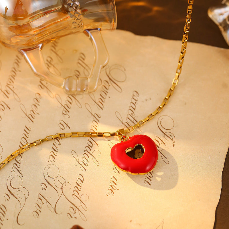 Heart and Flower Pendant Necklace - image 5