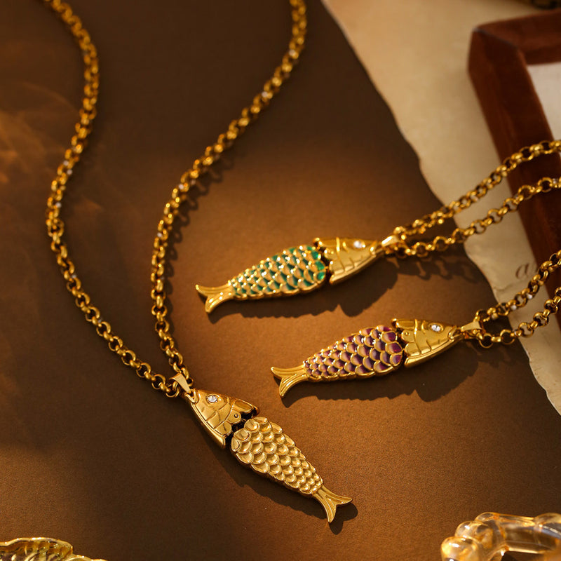 Color Fish Pendant Necklace - image 8