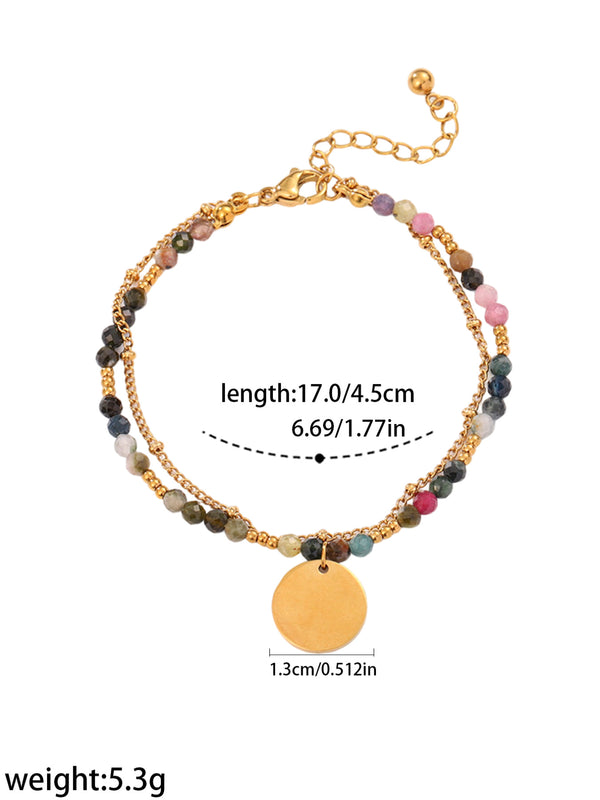 Color Bead Disc Charm Bracelet - image 2