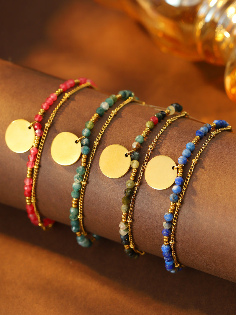 Color Bead Disc Charm Bracelet - image 3