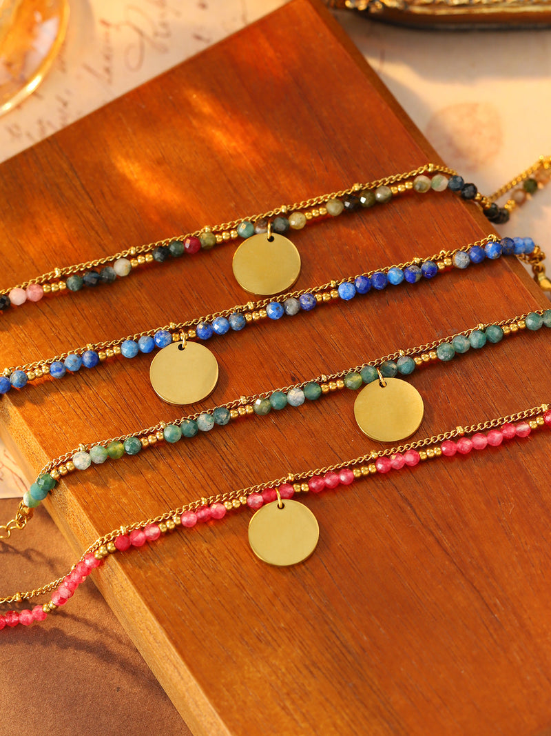 Color Bead Disc Charm Bracelet - image 4
