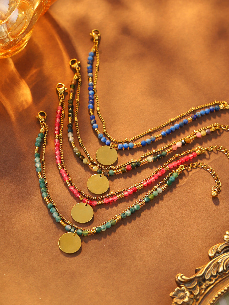 Color Bead Disc Charm Bracelet - image 5