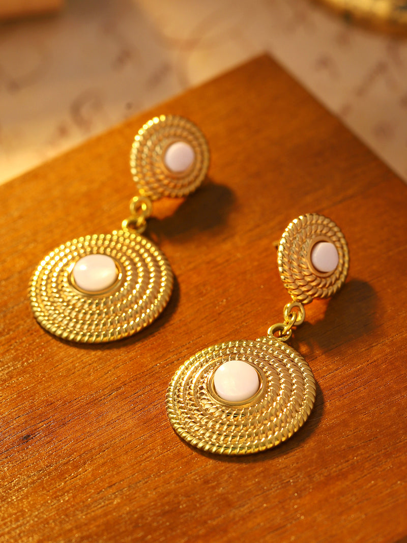 Layered Circle Drop Earrings - image 3