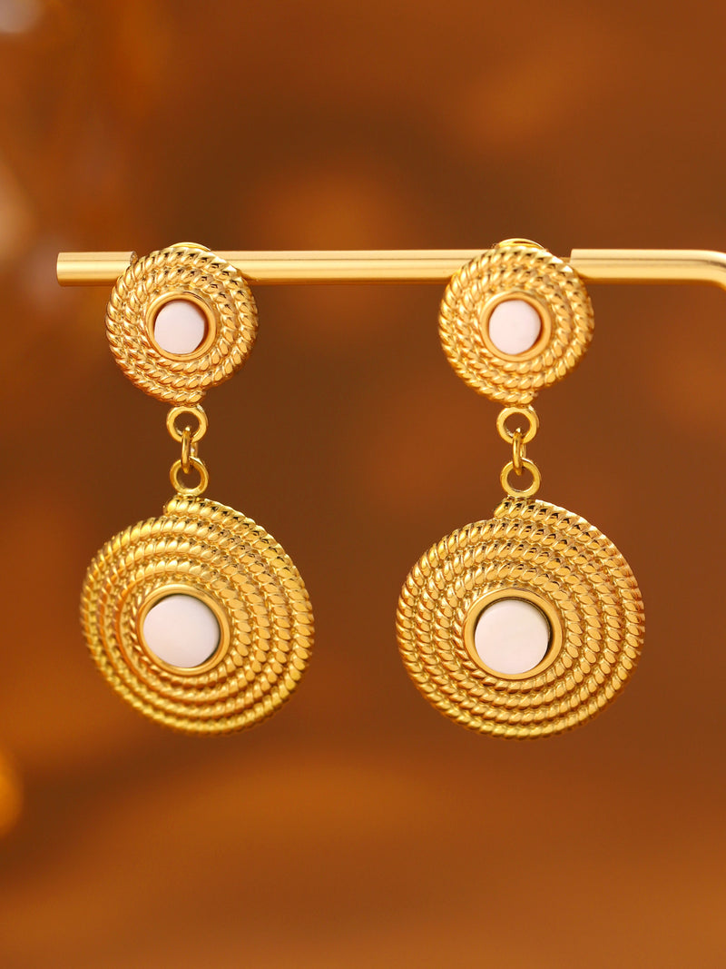 Layered Circle Drop Earrings - image 5