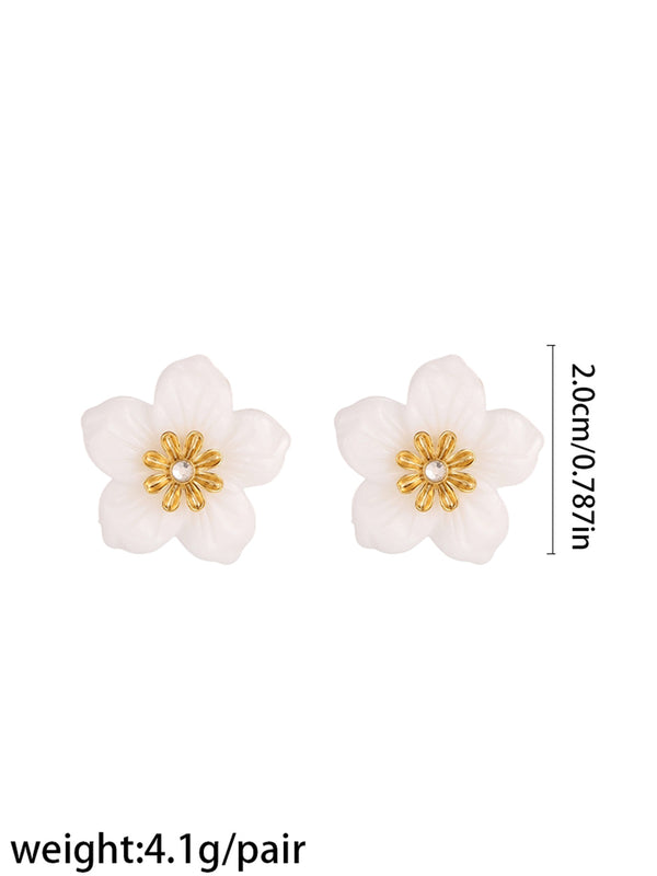 White Flower Drop Earrings - image 2