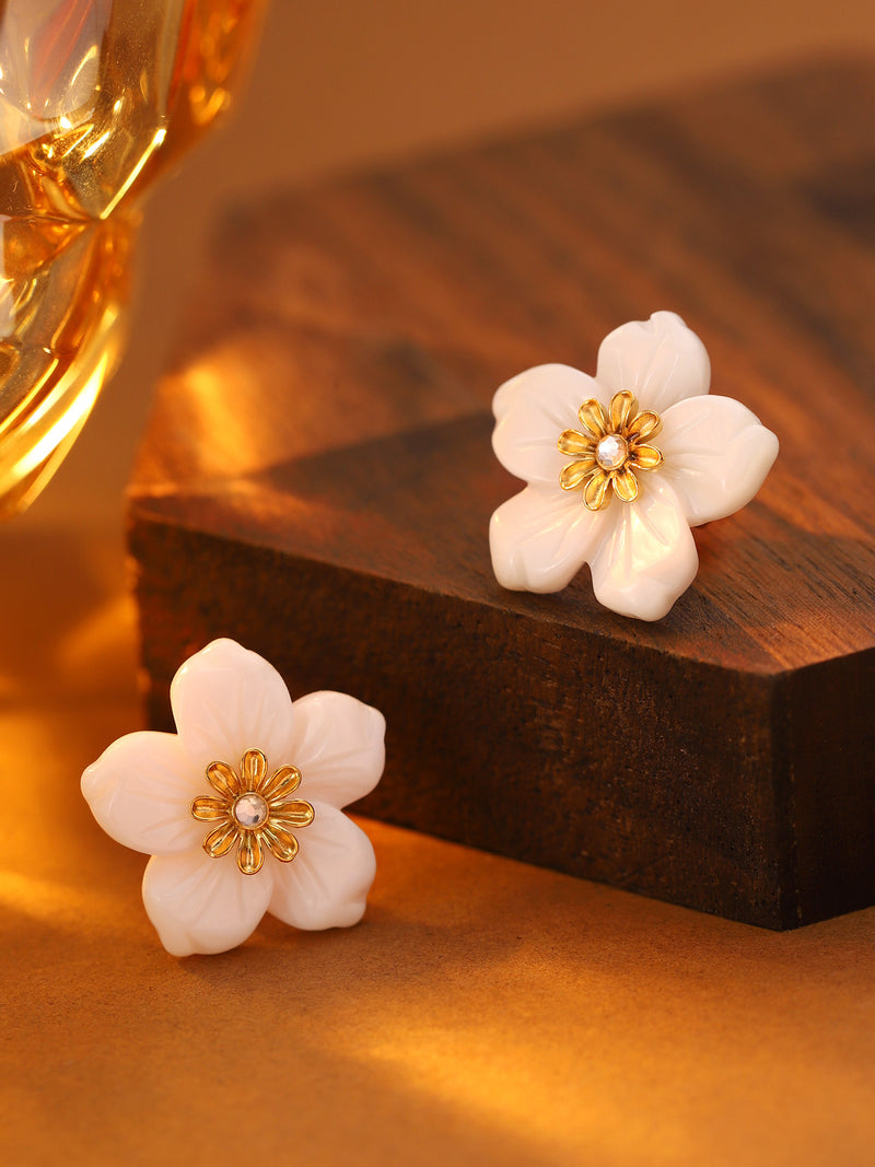White Flower Drop Earrings - image 6