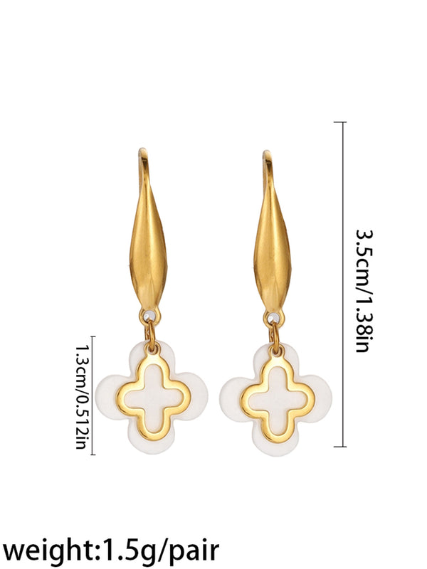 Four-Petal Clover Drop Earrings - image 2