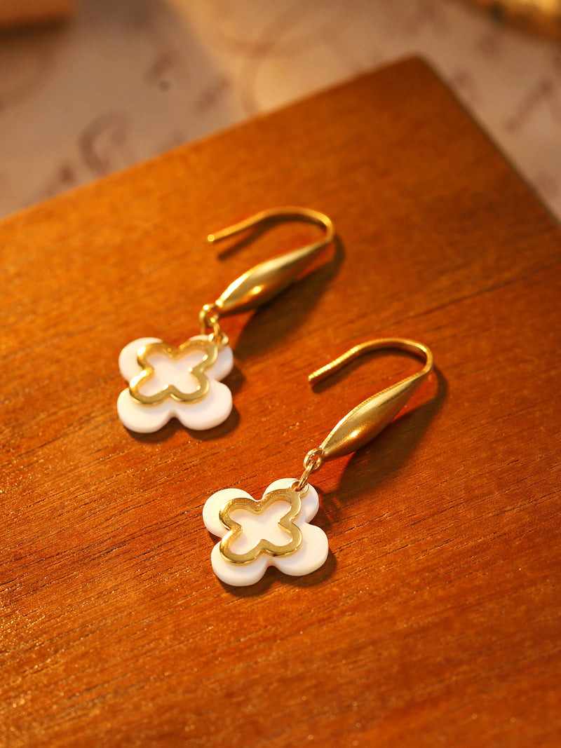 Four-Petal Clover Drop Earrings - image 3