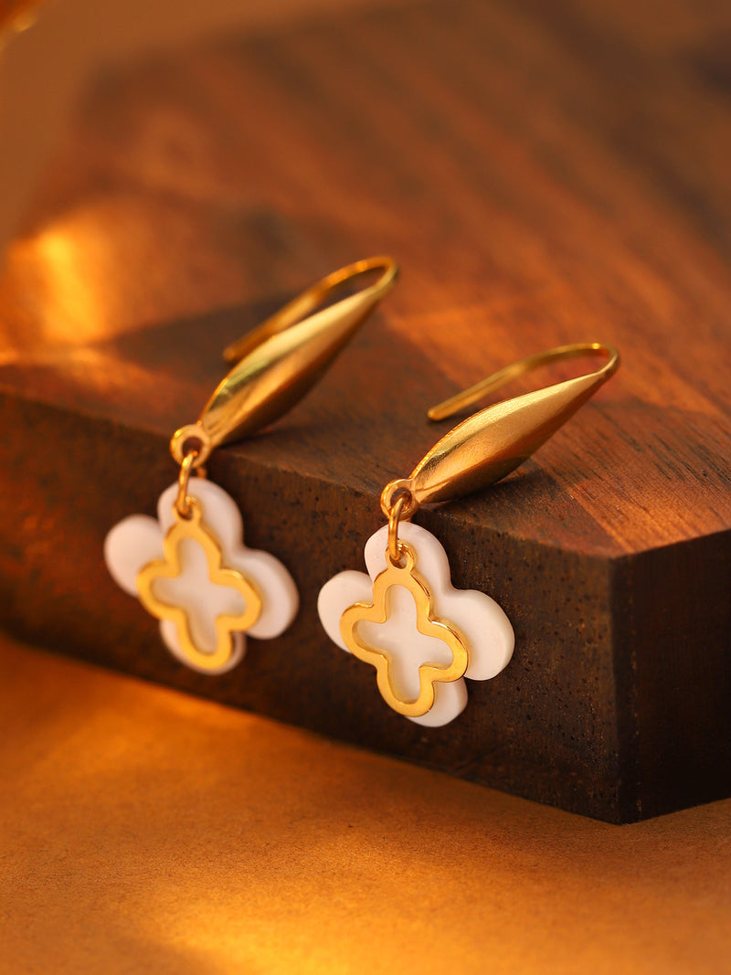 Four-Petal Clover Drop Earrings - image 5