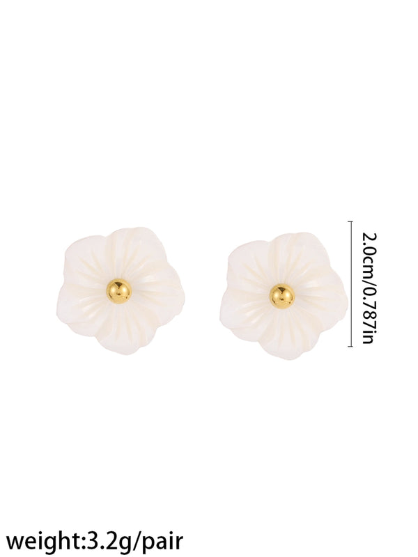 White Flower Stud Earrings - image 1