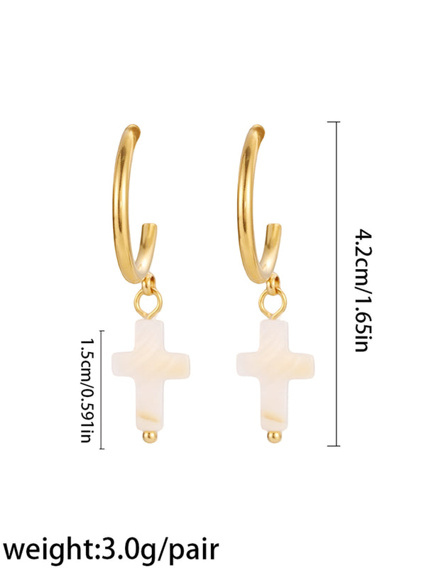 Cross Drop Hoop Earrings - image 2