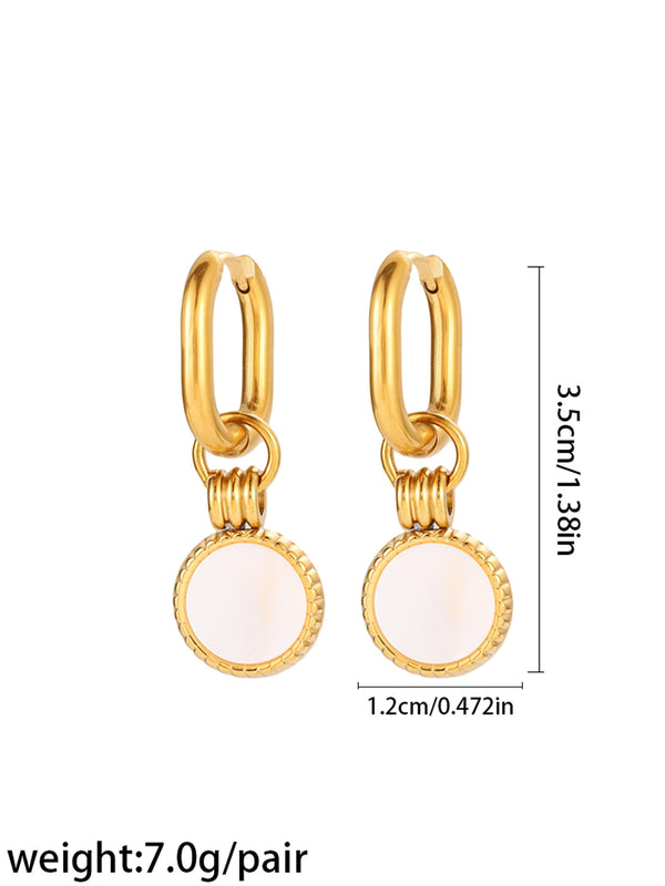 Round Medallion Huggie Earrings - image 1