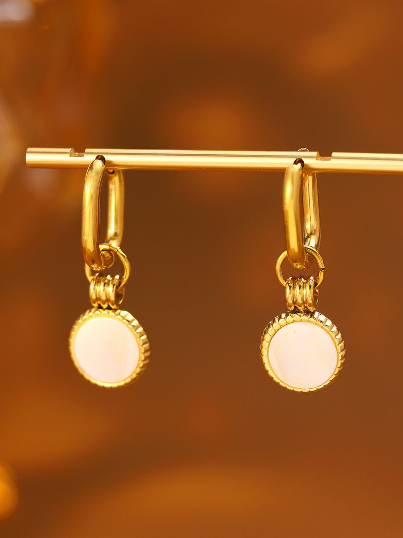 Round Medallion Huggie Earrings - image 3