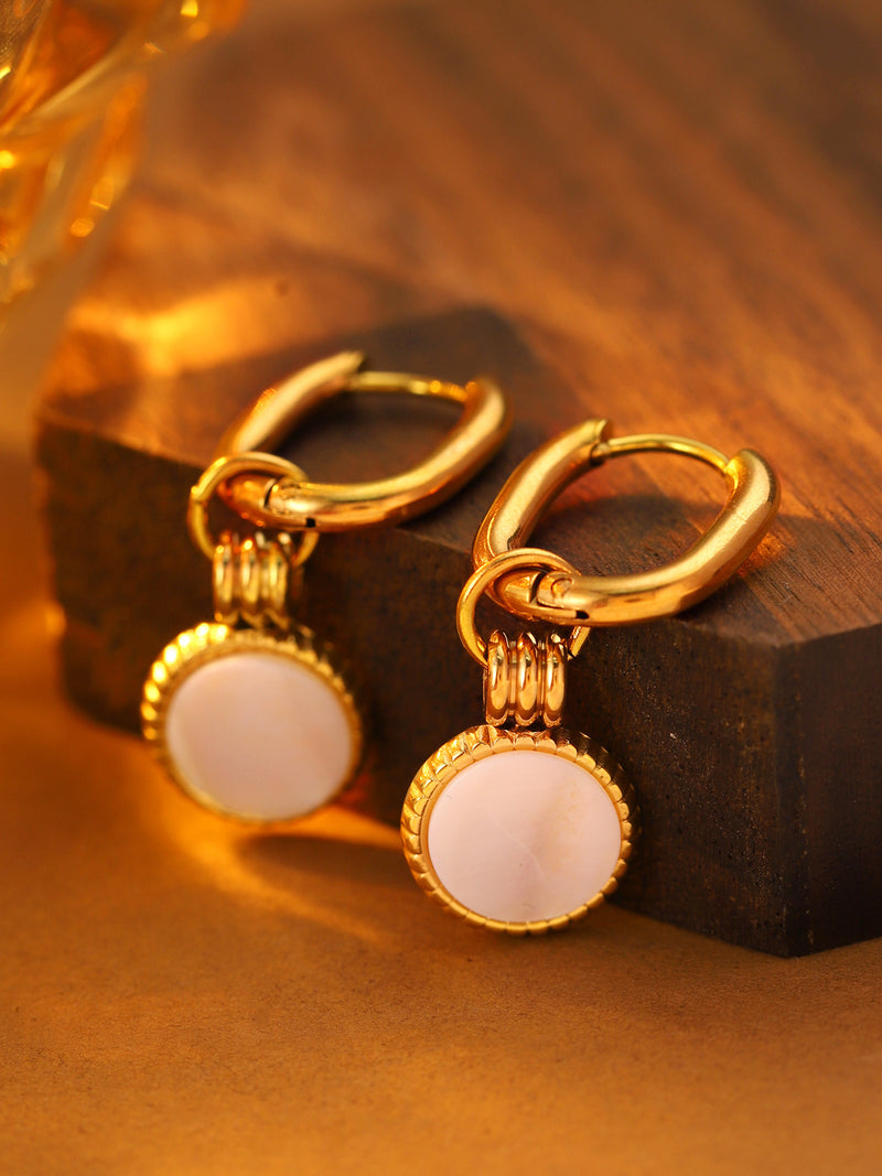 Round Medallion Huggie Earrings - image 4