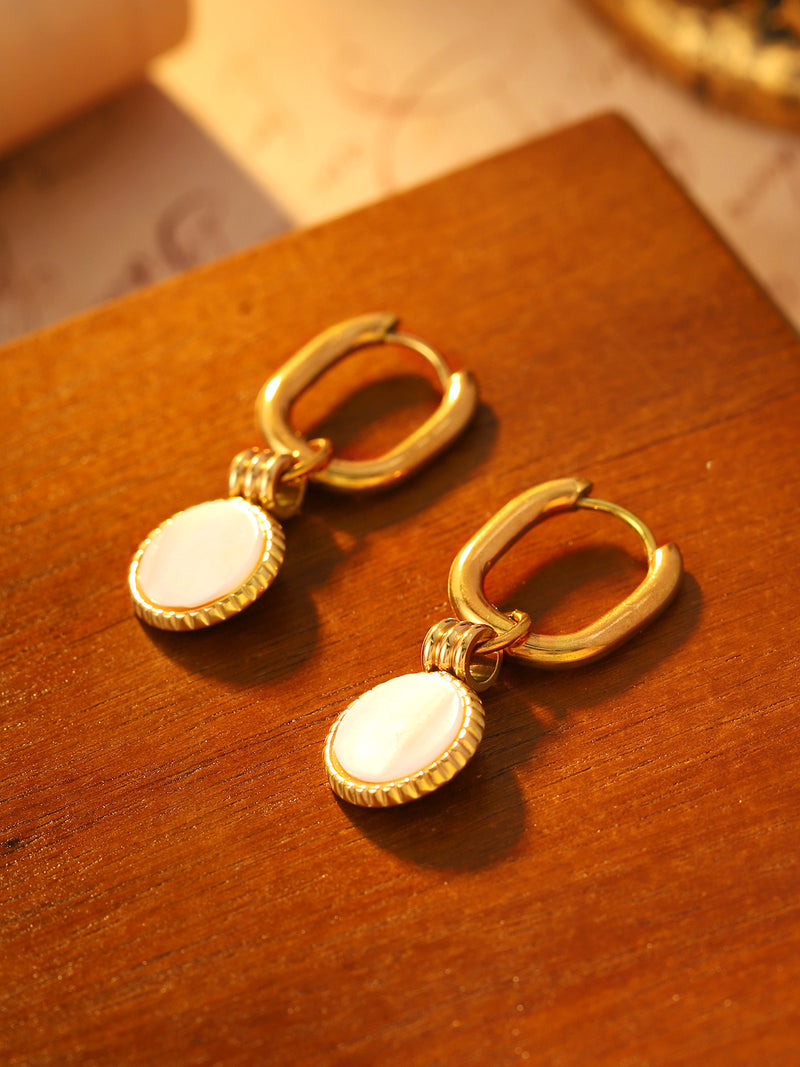 Round Medallion Huggie Earrings - image 5
