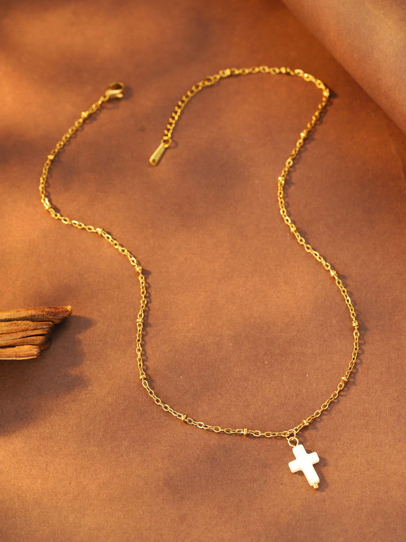 Pink Cross Pendant Necklace - image 4