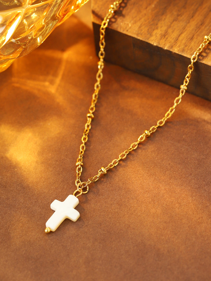 Pink Cross Pendant Necklace - image 5