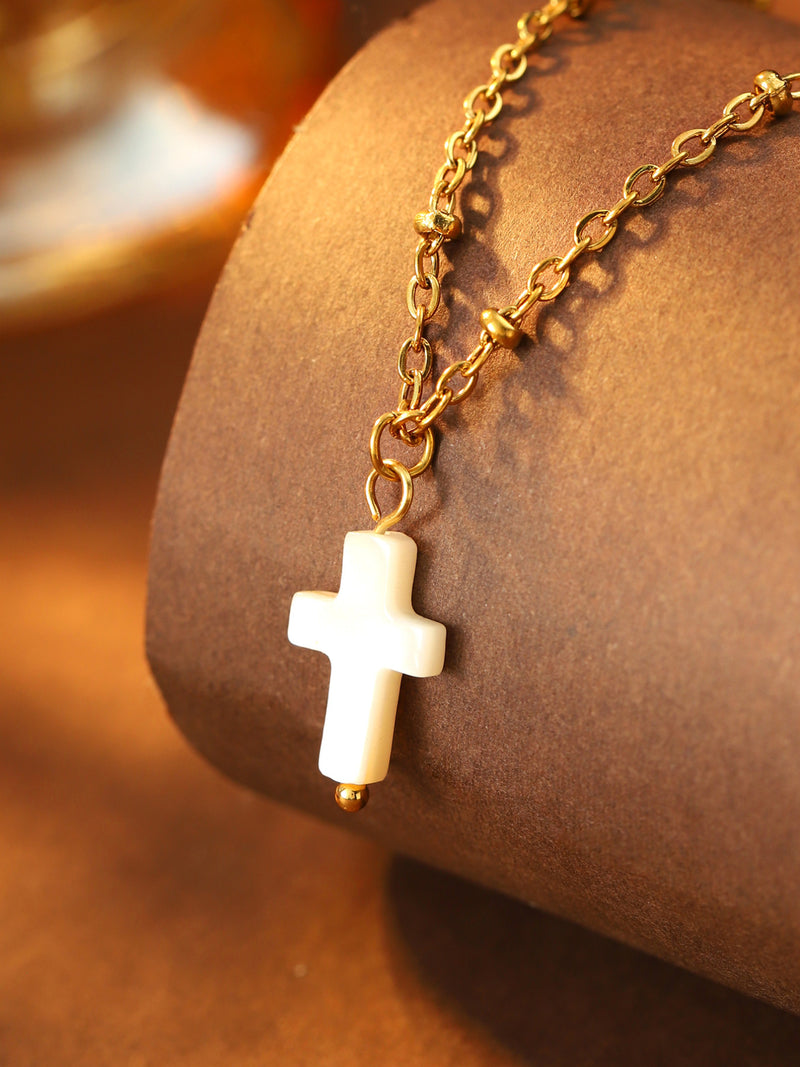 Pink Cross Pendant Necklace - image 6