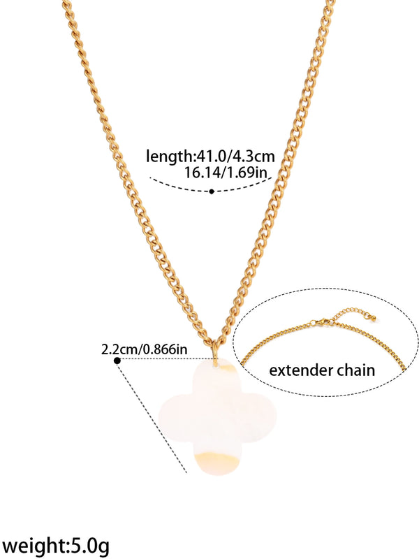 Four-Petal Clover Pendant Necklace - image 2