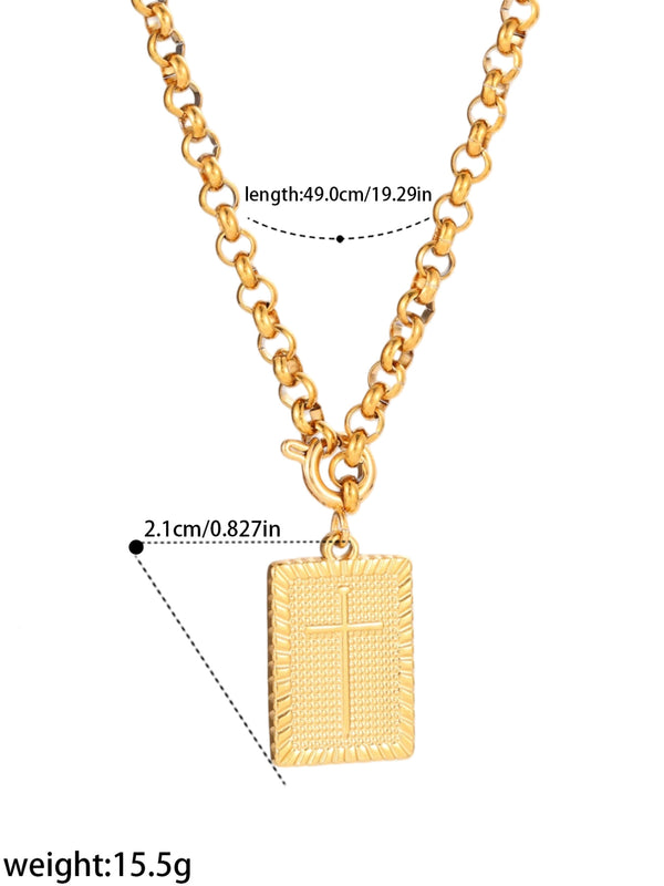 Textured Rectangle Pendant Necklace - image 2