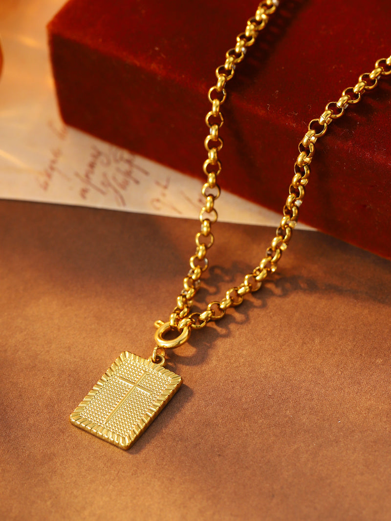 Textured Rectangle Pendant Necklace - image 6