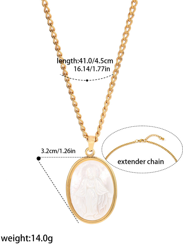 Oval Cameo Medallion Necklace - image 2