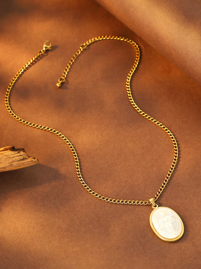 Oval Cameo Medallion Necklace - image 4