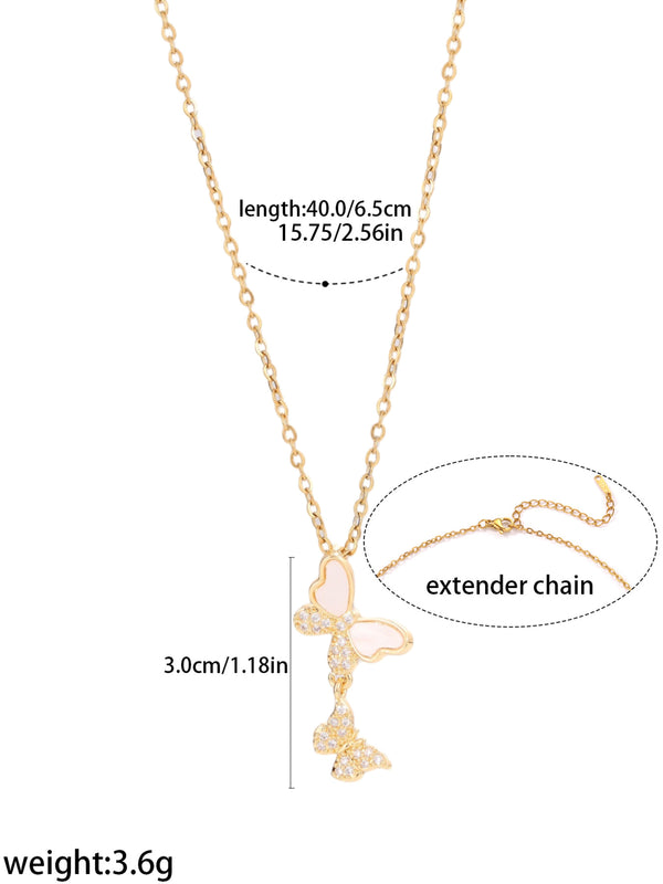 Petite Butterfly Drop Necklace - image 2