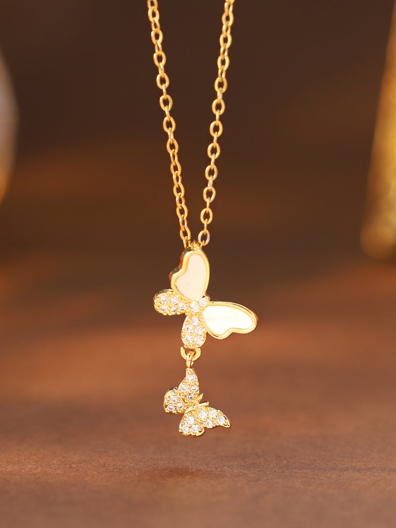 Petite Butterfly Drop Necklace - image 3