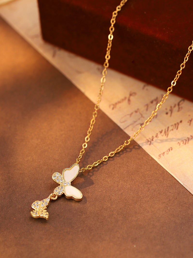 Petite Butterfly Drop Necklace - image 8