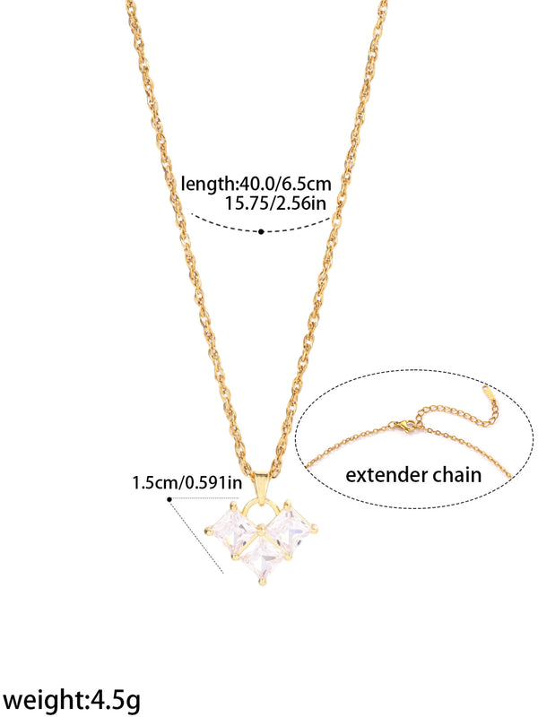 Square Crystal-Look Pendant Necklace - image 2
