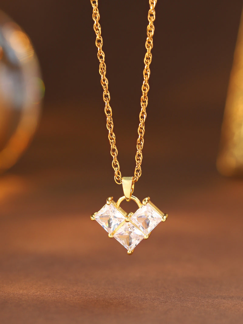 Square Crystal-Look Pendant Necklace - image 3
