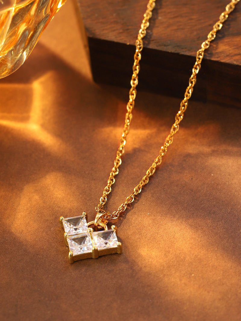 Square Crystal-Look Pendant Necklace - image 4