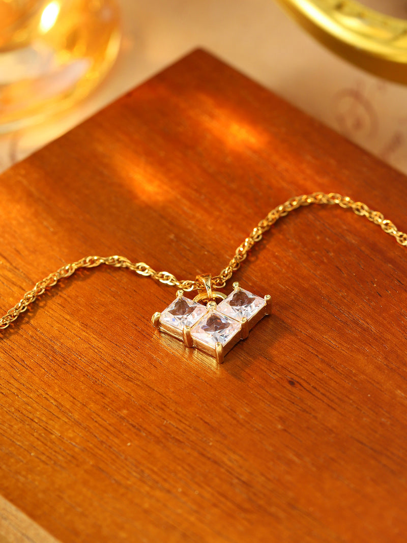 Square Crystal-Look Pendant Necklace - image 6