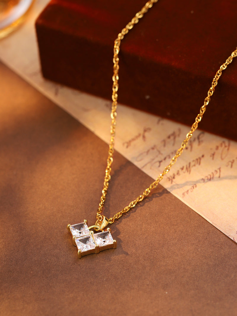 Square Crystal-Look Pendant Necklace - image 8