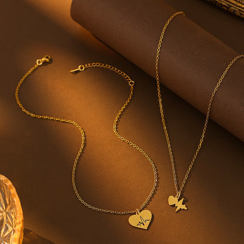 Double Layer Heart Necklace Set - image 8